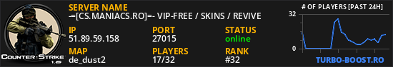 -=[CS.MANIACS.RO]=- VIP-FREE / SKINS / REVIVE